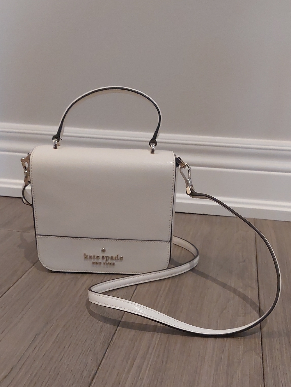 NWOT kate spade Cream Leather Top-Handle Crossbody with Gold Hardware